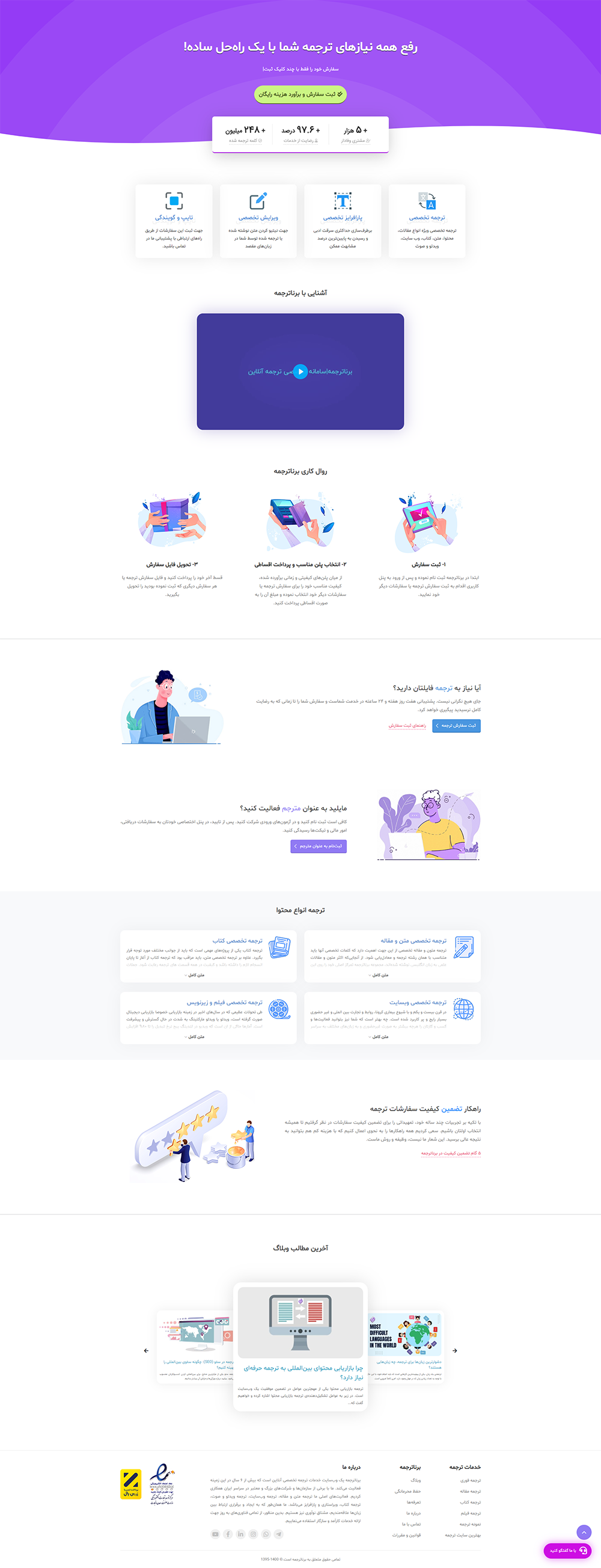 طراحی قالب سایت برناترجمه