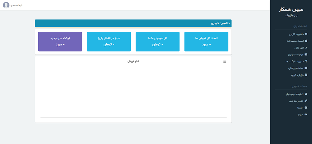 نمونه قالب پنل کاربری