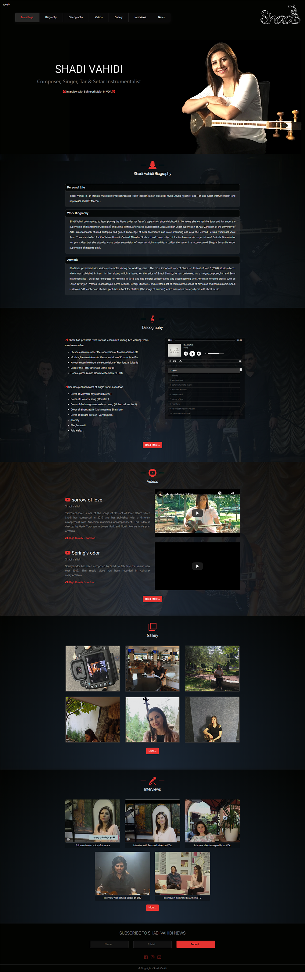 طراحی قالب سایت شخصی شادی وحیدی